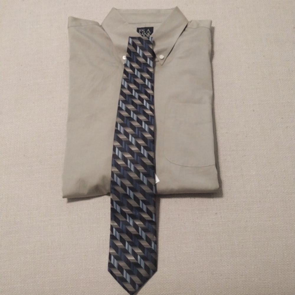 Jos. A. Bank Men's Tan Shirt And FXDesign Long Tie. Both New. Size 16.5/34